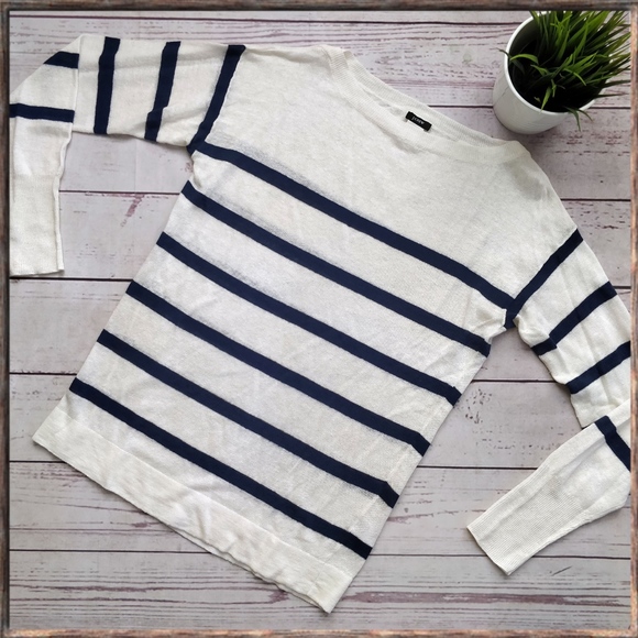 J. Crew Sweaters - J. Crew Stripe Boatneck 100 % Linen Sweater, M